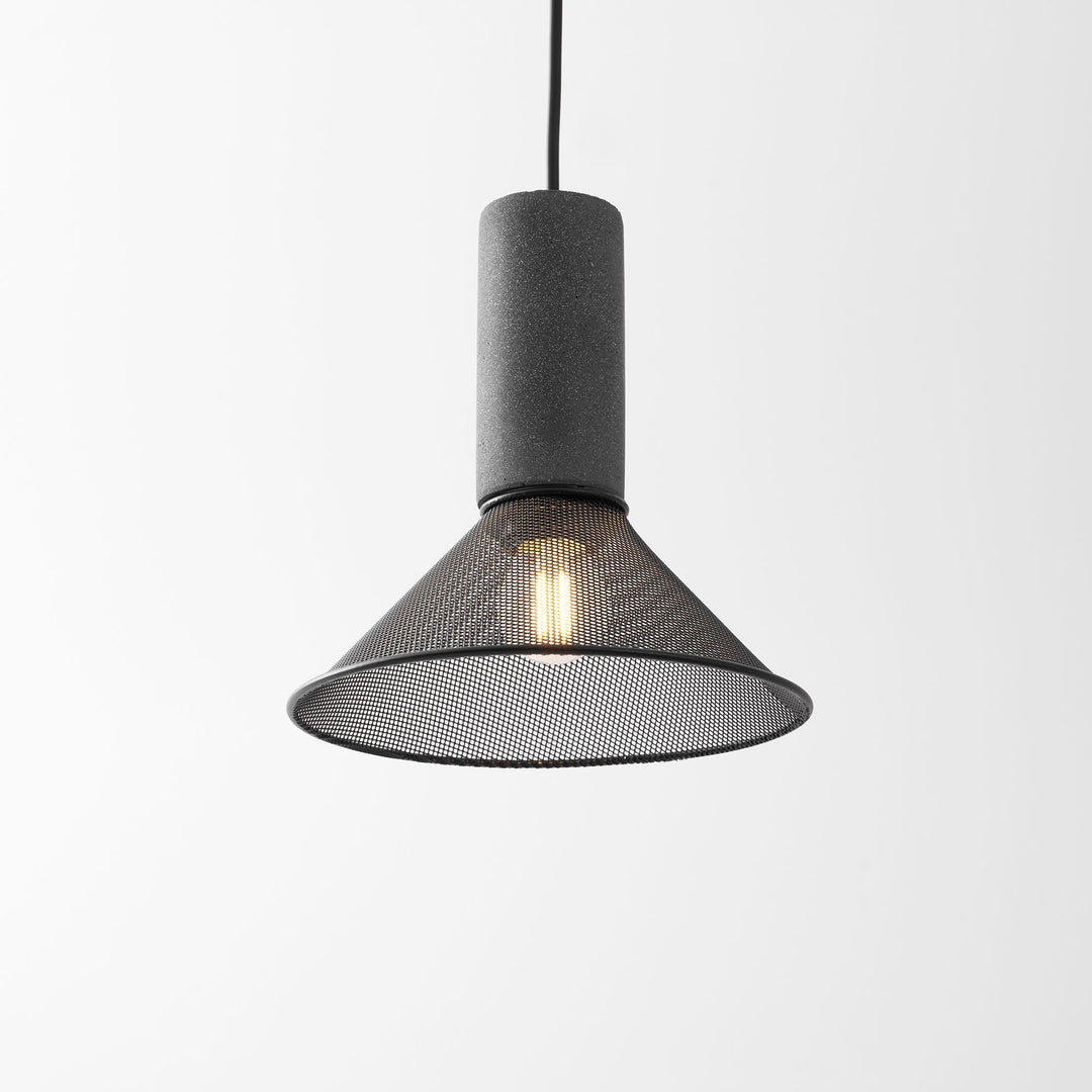 Pendant Light Cement Metal 9.8 in Adjustable Indoor Ceiling Lamp Black Grey Dining Kitchen Bedroom Accent | Kalsten