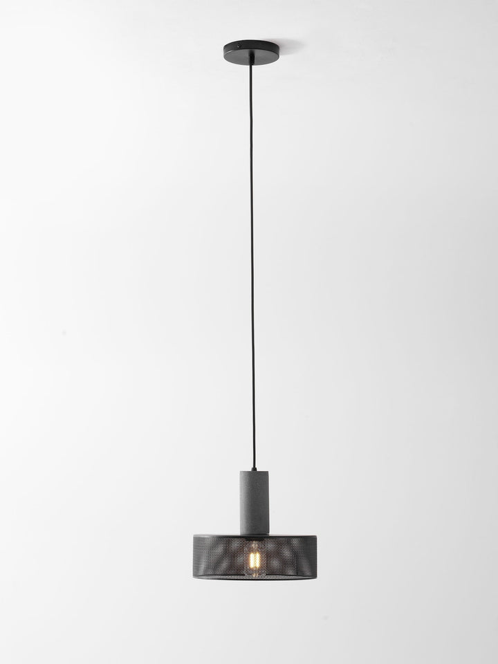 Pendant Light Cement Metal 9.8 in Adjustable Indoor Ceiling Lamp Black Grey Dining Kitchen Bedroom Accent | Kalsten