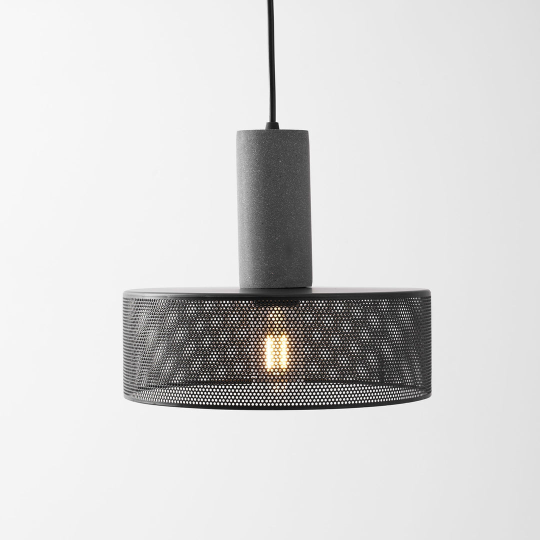 Pendant Light Cement Metal 9.8 in Adjustable Indoor Ceiling Lamp Black Grey Dining Kitchen Bedroom Accent | Kalsten
