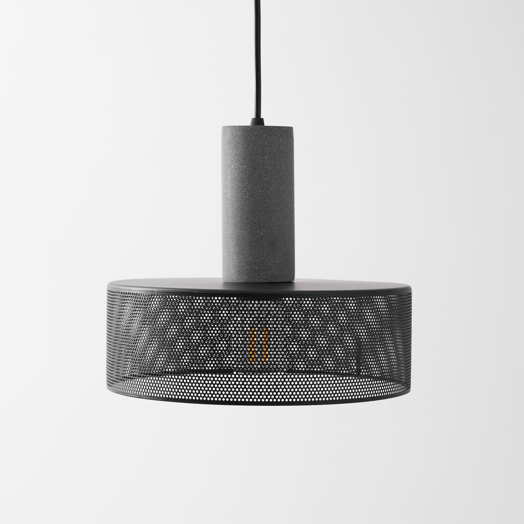 Pendant Light Cement Metal 9.8 in Adjustable Indoor Ceiling Lamp Black Grey Dining Kitchen Bedroom Accent | Kalsten