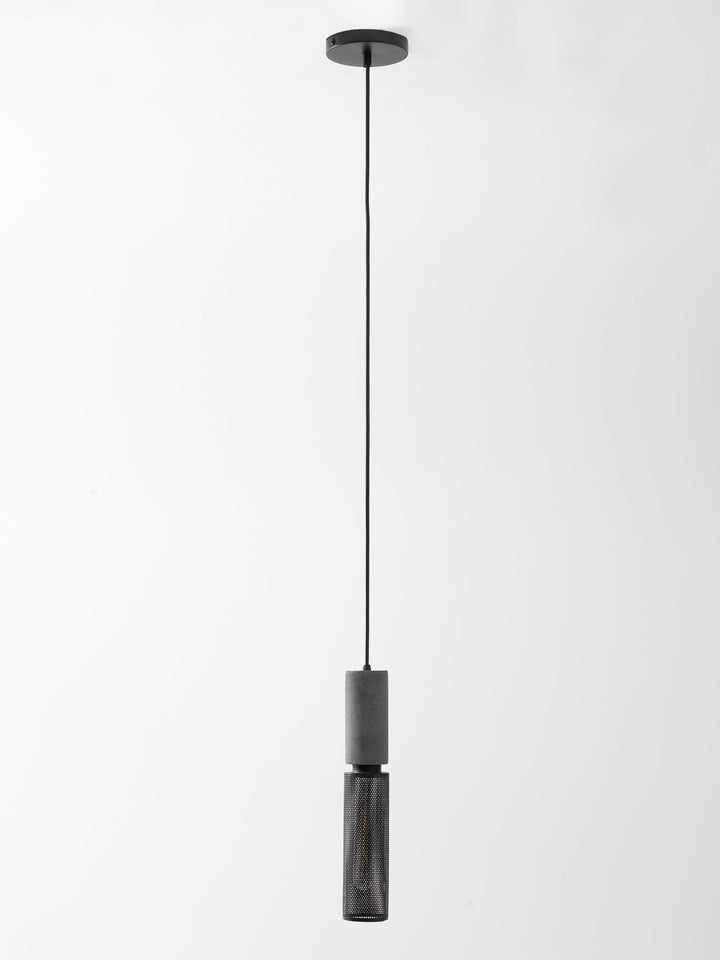 Pendant Light Cement Metal 9.8 in Adjustable Indoor Ceiling Lamp Black Grey Dining Kitchen Bedroom Accent | Kalsten