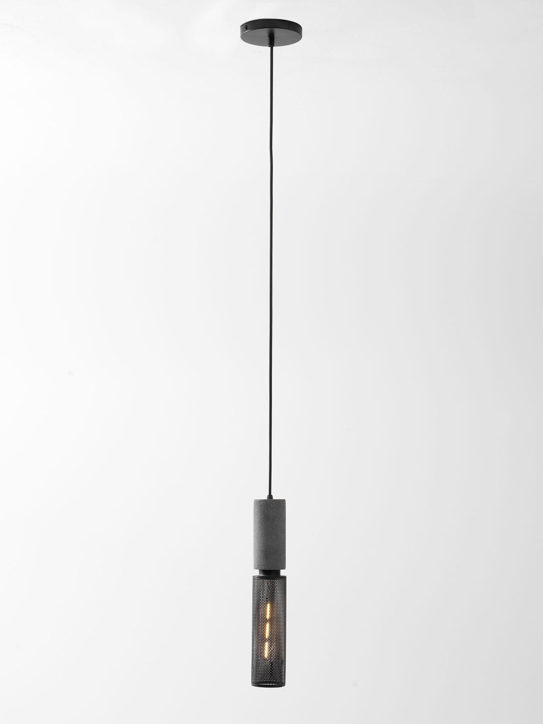 Pendant Light Cement Metal 9.8 in Adjustable Indoor Ceiling Lamp Black Grey Dining Kitchen Bedroom Accent | Kalsten