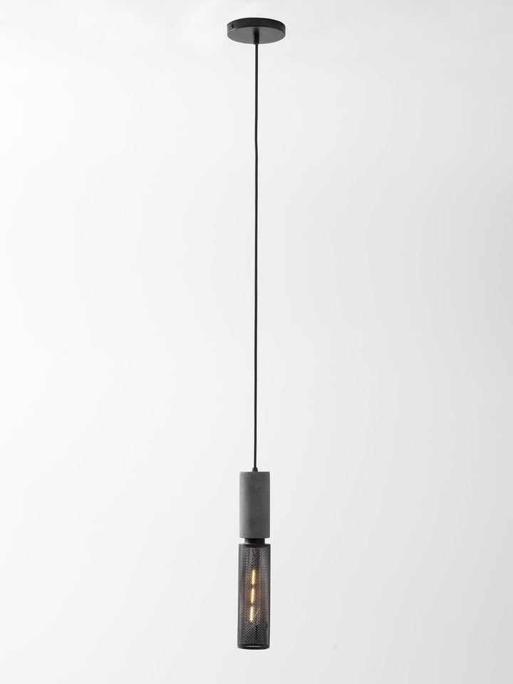 Pendant Light Cement Metal 9.8 in Adjustable Indoor Ceiling Lamp Black Grey Dining Kitchen Bedroom Accent | Kalsten