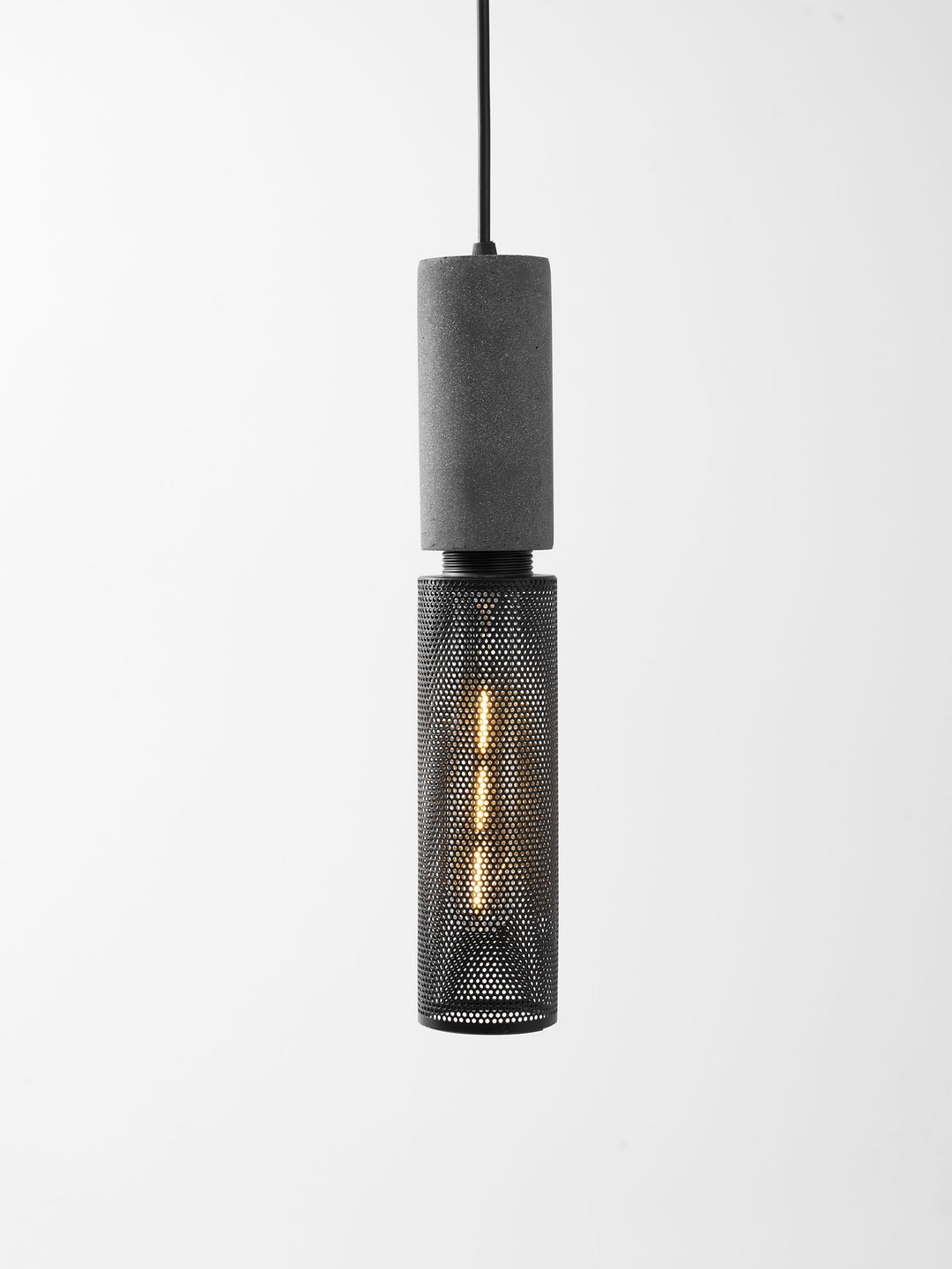 Pendant Light Cement Metal 9.8 in Adjustable Indoor Ceiling Lamp Black Grey Dining Kitchen Bedroom Accent | Kalsten