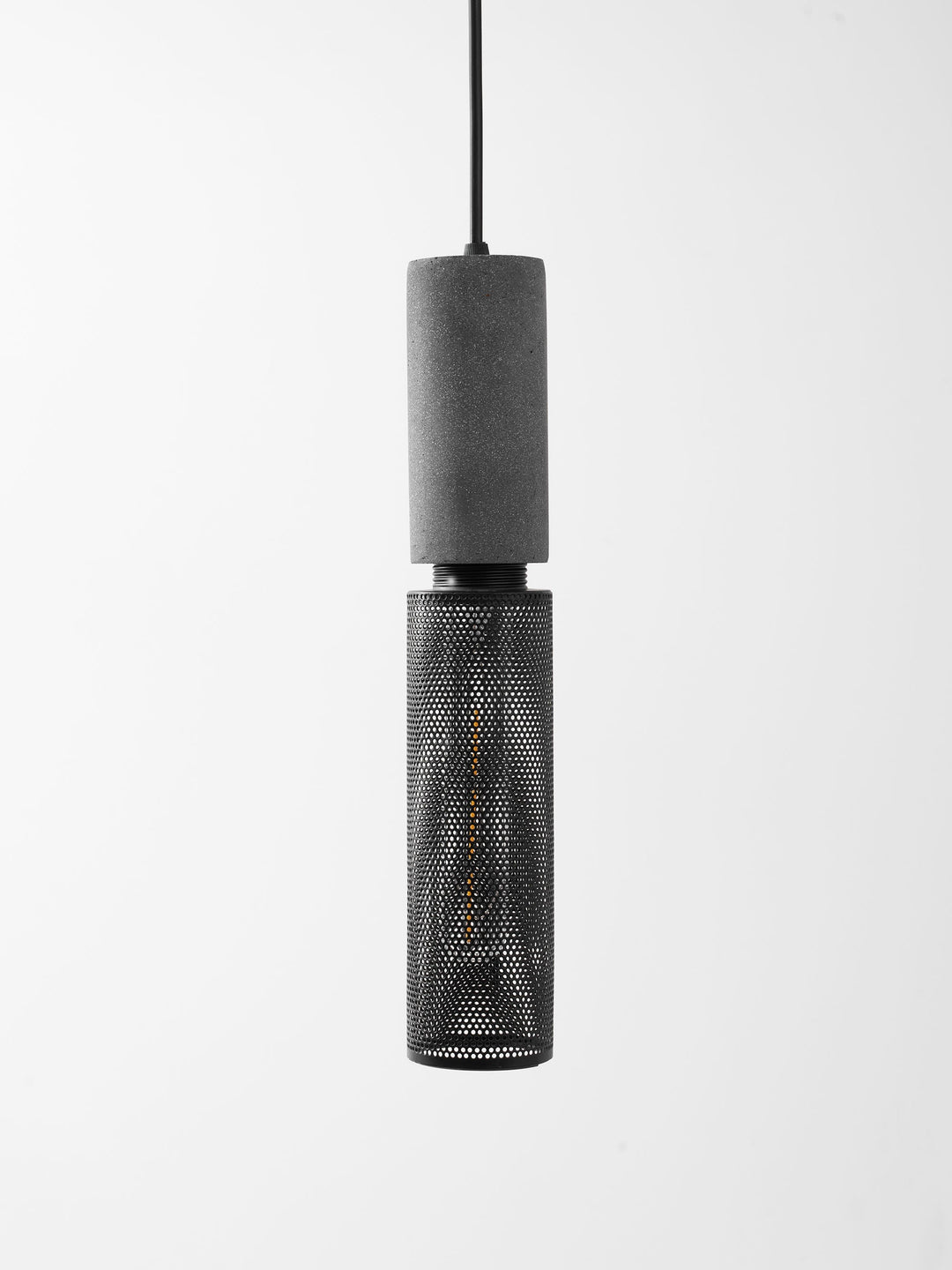 Pendant Light Cement Metal 9.8 in Adjustable Indoor Ceiling Lamp Black Grey Dining Kitchen Bedroom Accent | Kalsten