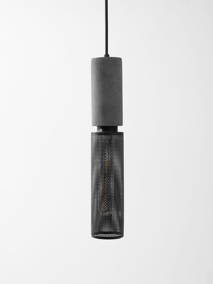 Pendant Light Cement Metal 9.8 in Adjustable Indoor Ceiling Lamp Black Grey Dining Kitchen Bedroom Accent | Kalsten