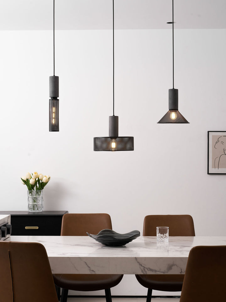 Pendant Light Cement Metal 9.8 in Adjustable Indoor Ceiling Lamp Black Grey Dining Kitchen Bedroom Accent | Kalsten