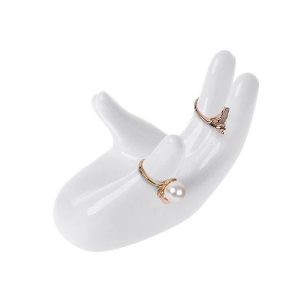 Ceramic Hand Shaped Air Plant Egg Jewelry Holder | Kalsten