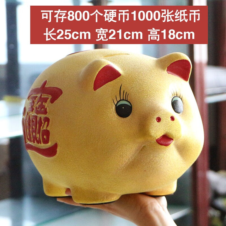Kalsten | Ceramic lucky pig coin piggy bank large capacity children's storage box cute pig animal glass home piggy bank children's gift