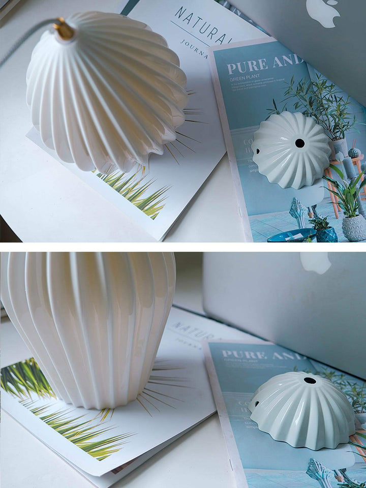 Pendant Light Ribbed Ceramic 5.1 in White Dining Room Hanging Ceiling Fixture E14 Modern Minimalist Kitchen Island Lighting | Kalsten