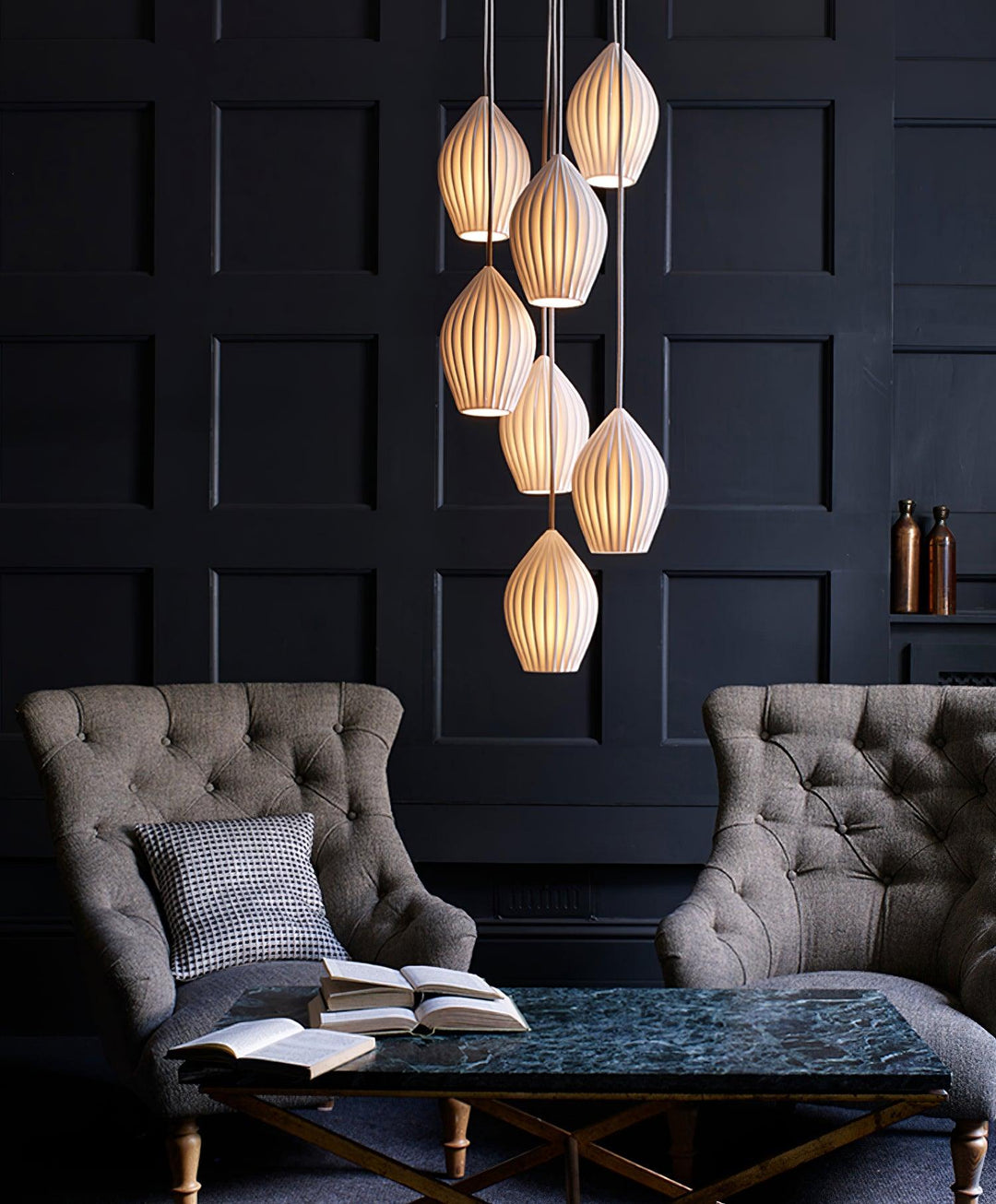 Ceramic Ribbed Ceiling light fitting Pendant Light | Kalsten