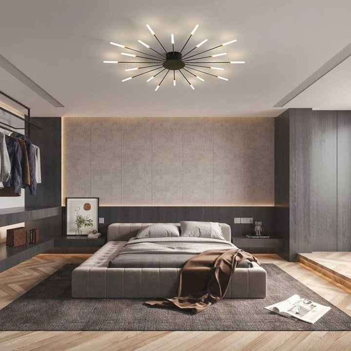 Ceiling Light LED Aluminum 31.5 in Semi Flush Modern Black Gold Living Room Bedroom Dining Room Decorative Lighting | Kalsten