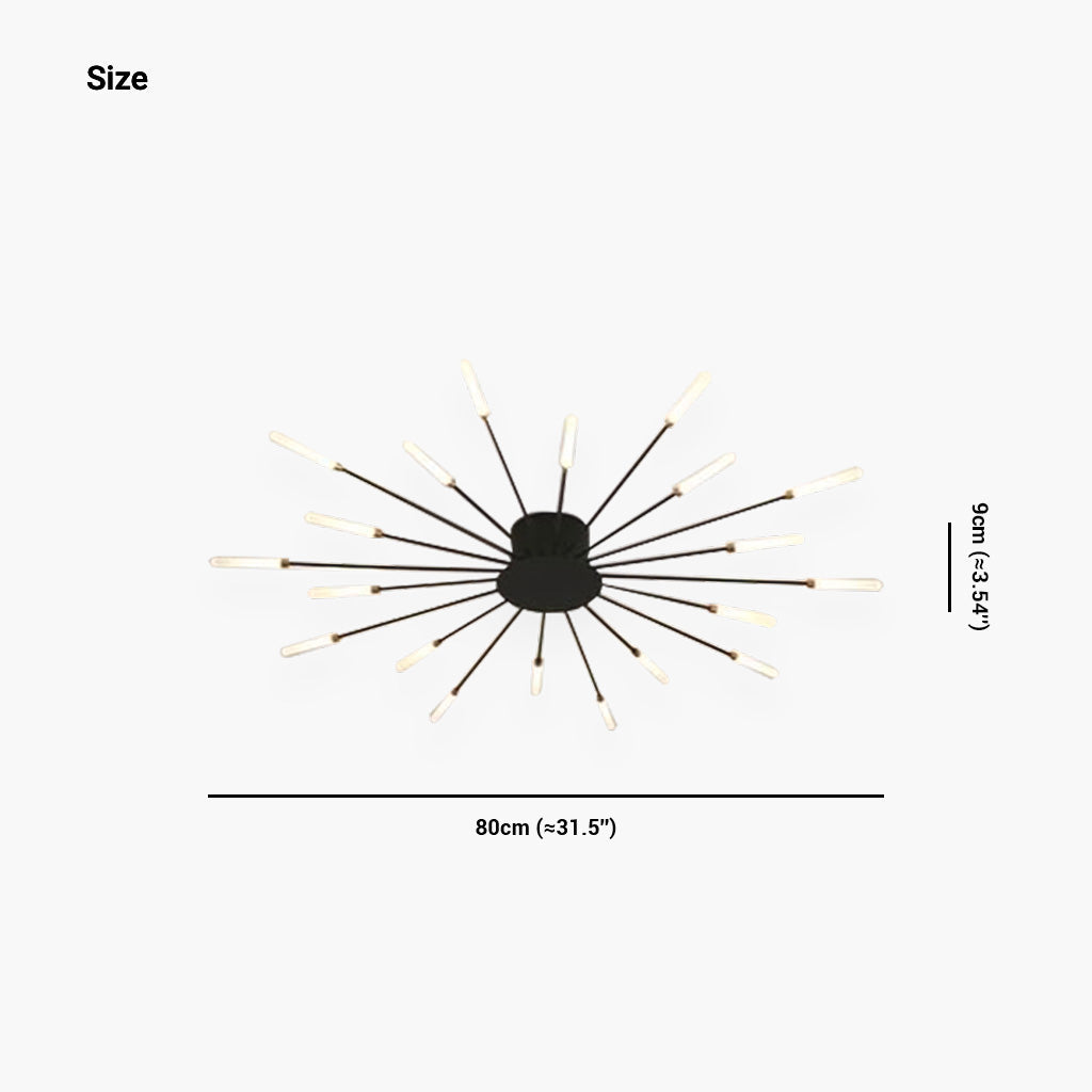 Ceiling Light LED Aluminum 31.5 in Semi Flush Modern Black Gold Living Room Bedroom Dining Room Decorative Lighting | Kalsten