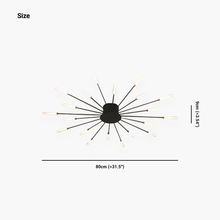 Ceiling Light LED Aluminum 31.5 in Semi Flush Modern Black Gold Living Room Bedroom Dining Room Decorative Lighting | Kalsten