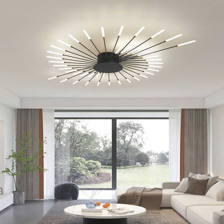 Ceiling Light LED Aluminum 31.5 in Semi Flush Modern Black Gold Living Room Bedroom Dining Room Decorative Lighting | Kalsten
