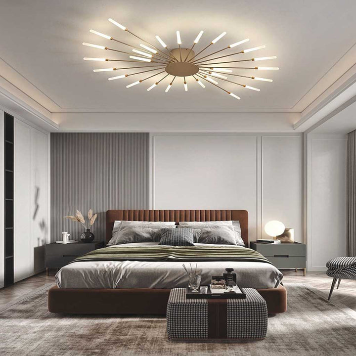 Ceiling Light LED Aluminum 31.5 in Semi Flush Modern Black Gold Living Room Bedroom Dining Room Decorative Lighting | Kalsten