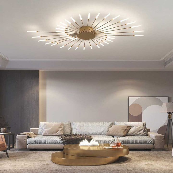 Ceiling Light LED Aluminum 31.5 in Semi Flush Modern Black Gold Living Room Bedroom Dining Room Decorative Lighting | Kalsten