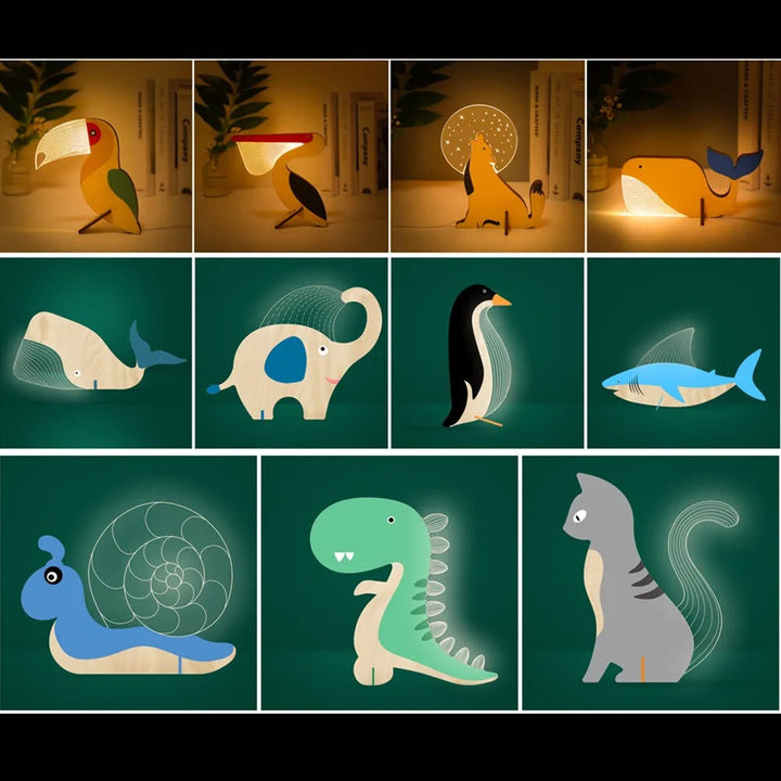 Charming Wooden Animals LED Bedside Lamps | Kalsten