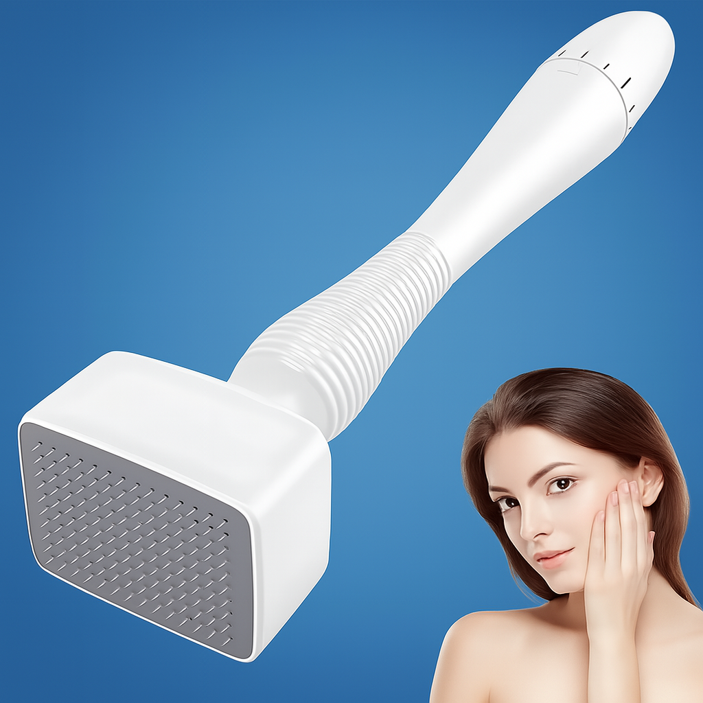 RevitaGlow | Microneedling Derma Stamp – Adjustable Depth – 140 Needles – Skin & Hair Rejuvenation Noxord