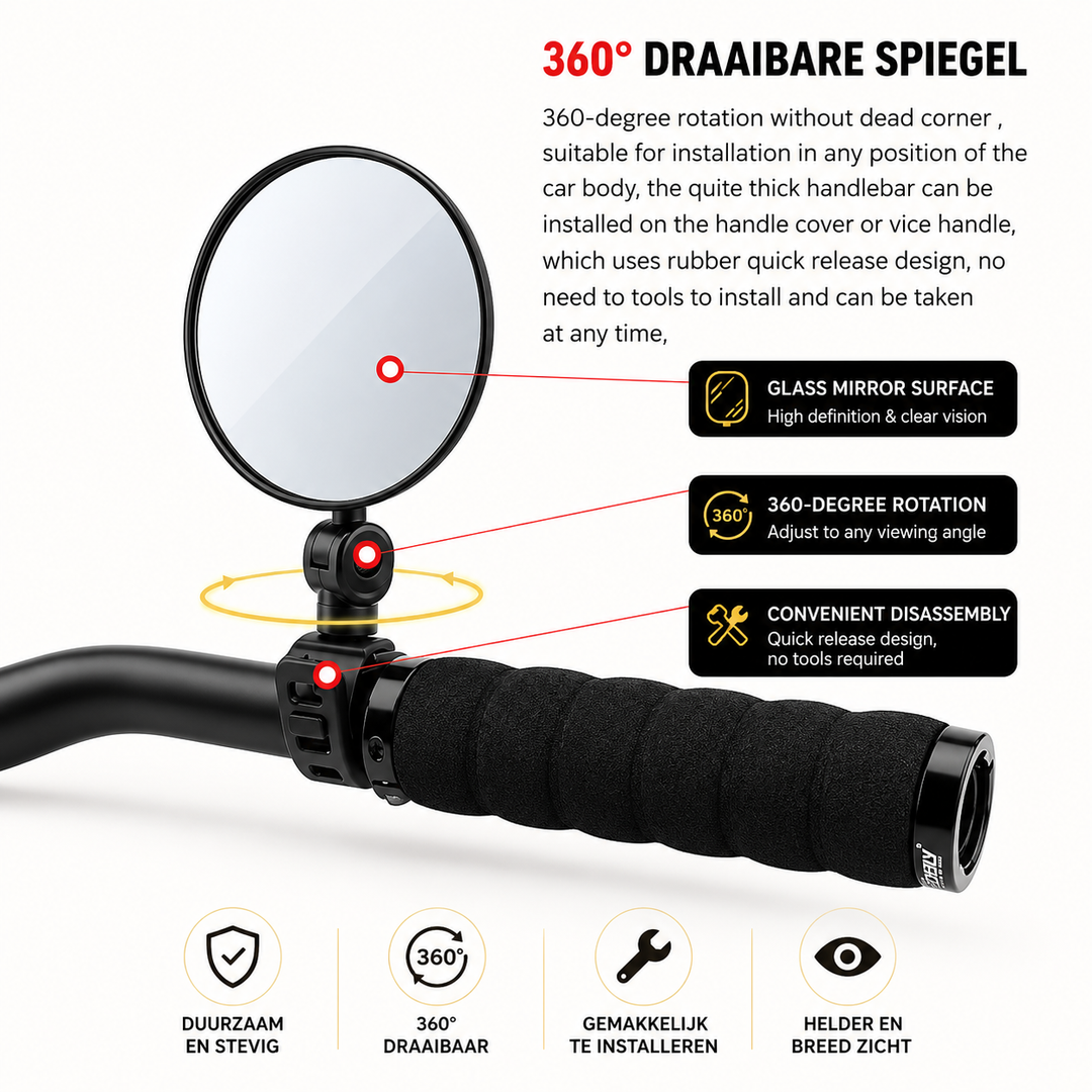 SeeEz Bike Rearview Mirror for Handlebar | Kalsten