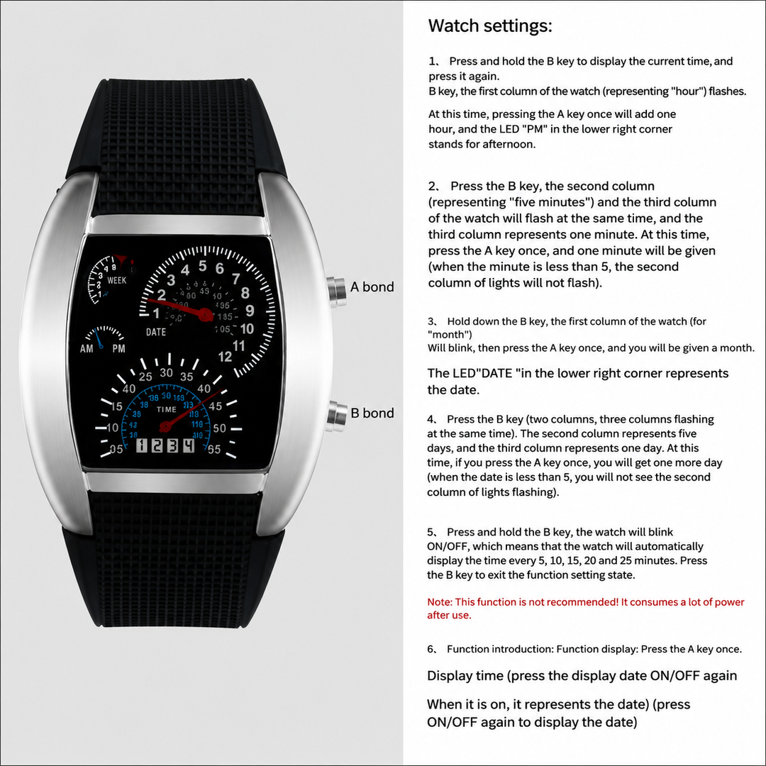 Rennuhr LED Digital Sport Watch with Strap | Kalsten