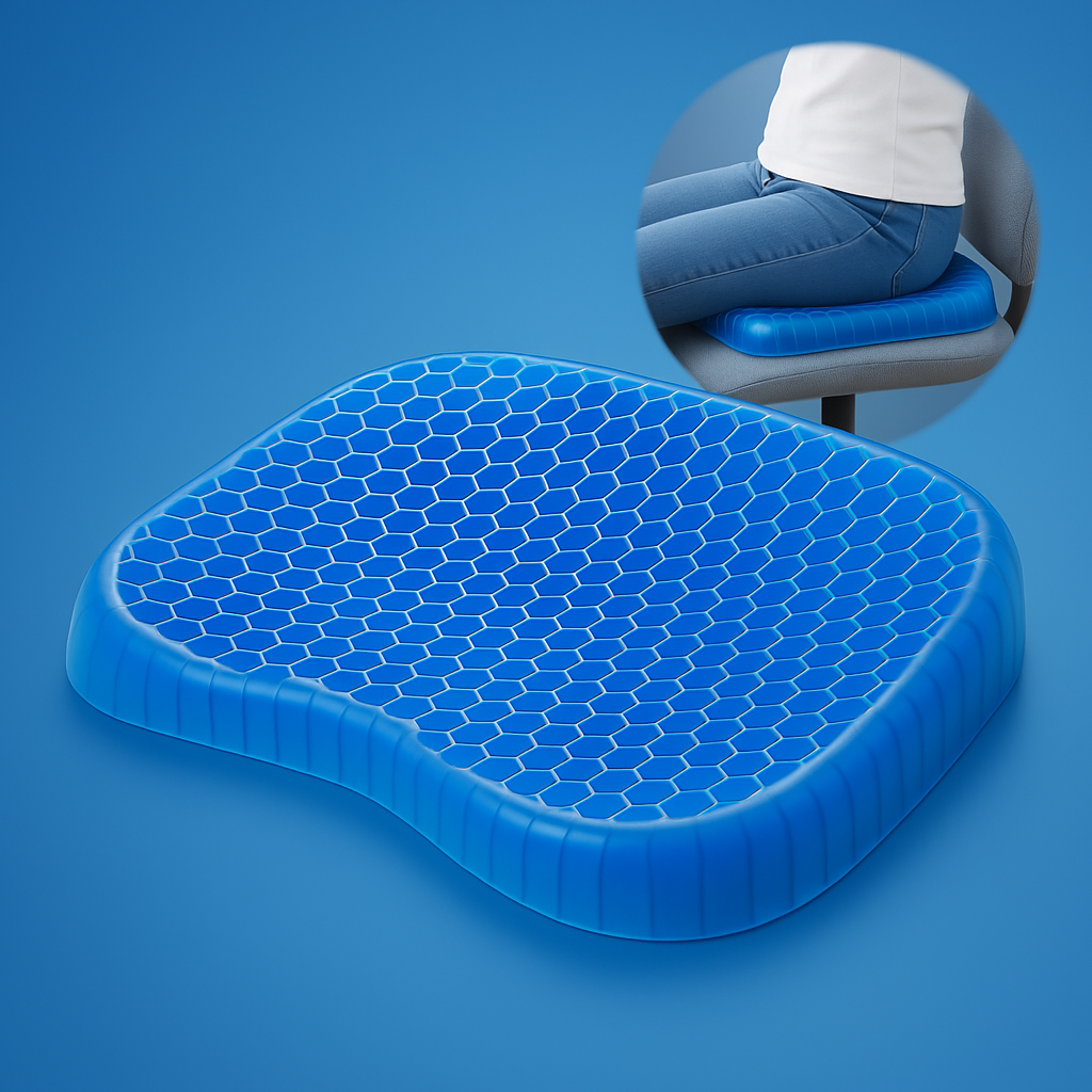 ComfortGel Orthopedic Gel Seat Cushion | Pressure Relief - Tailbone Pain - Lower Back Support - For Office Chair - Car - Wheelchair Use Kalsten