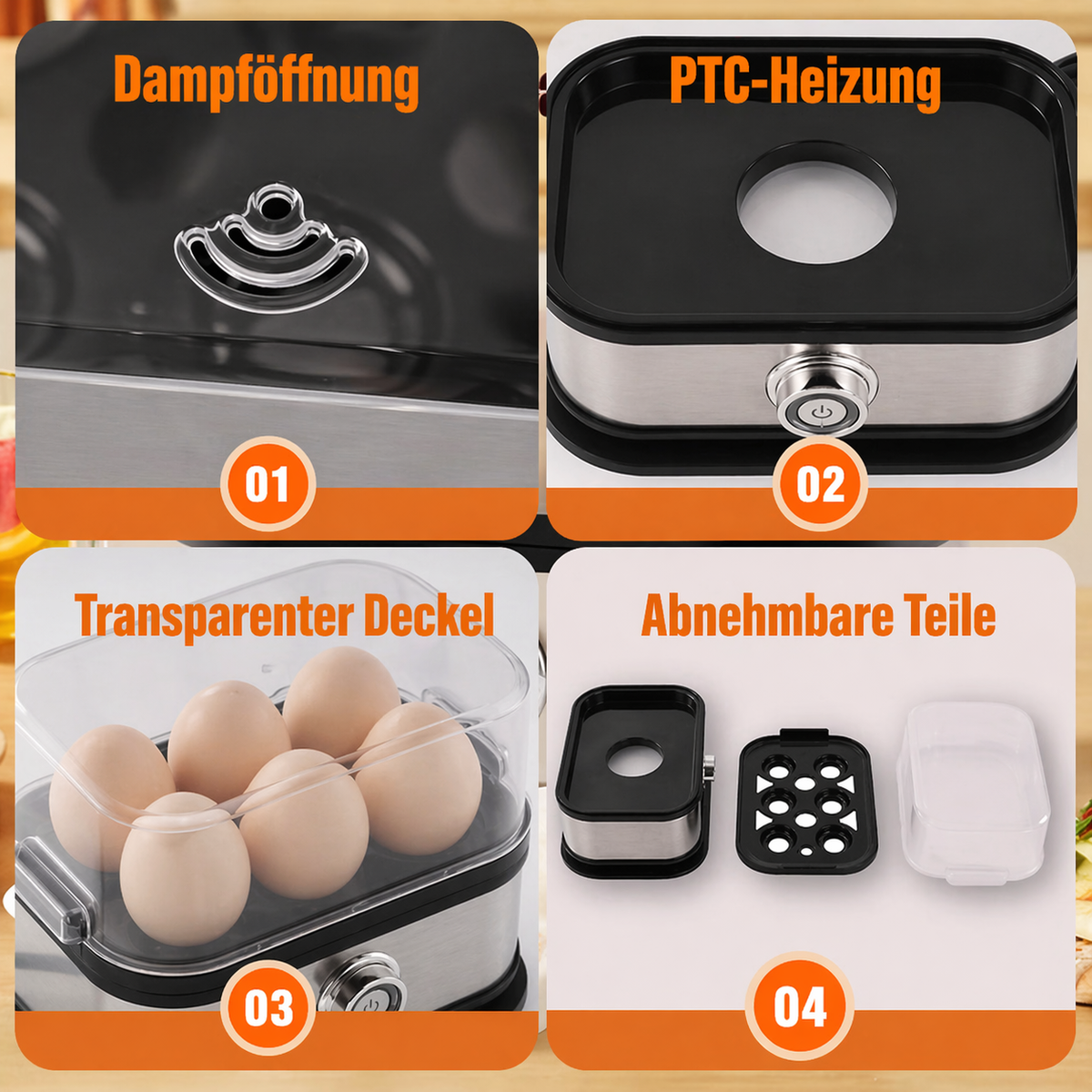 Multifunctional egg cooker with transparent lid | Kalsten