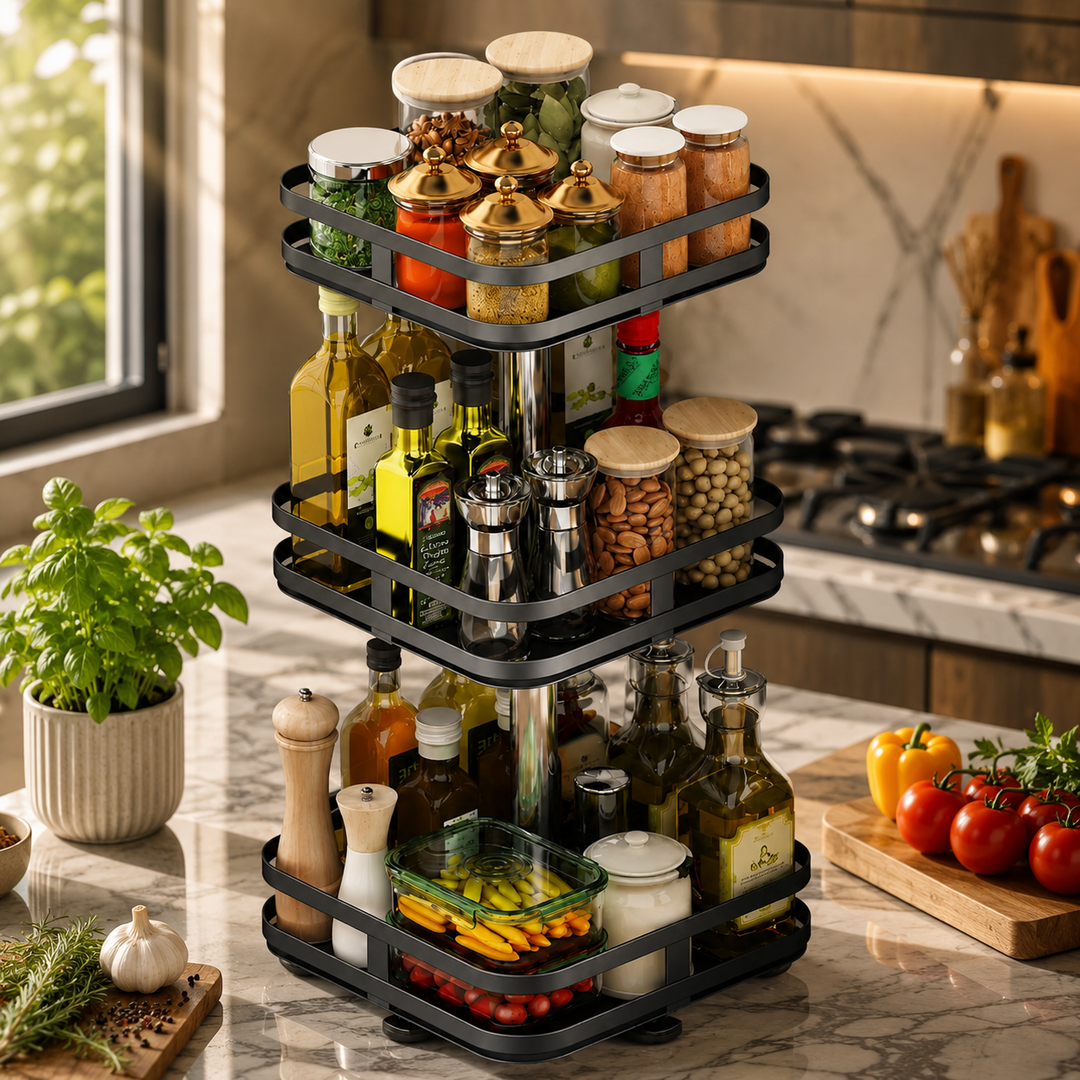 3-tier spice rack made of metal rotating | Kalsten