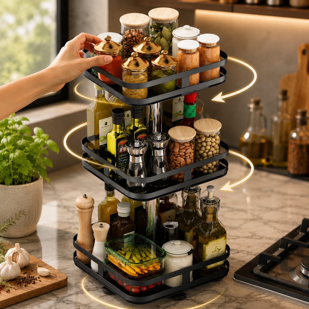3-tier spice rack made of metal rotating | Kalsten