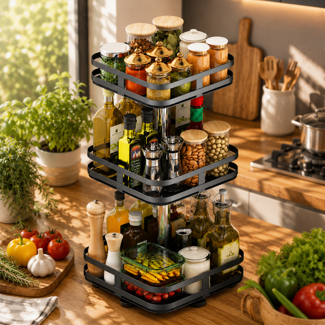 3-tier spice rack made of metal rotating | Kalsten