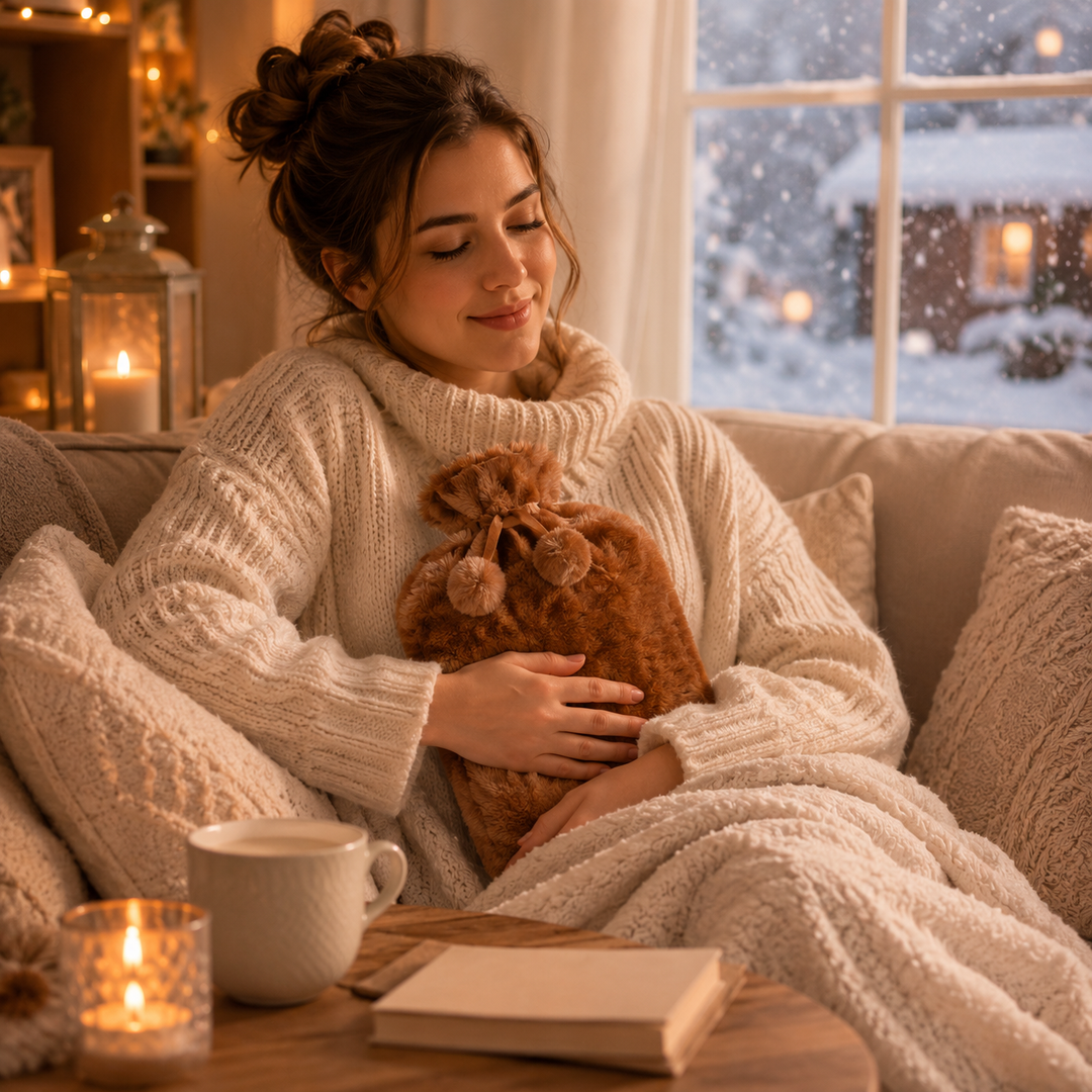 Hot water bottle with plush cover 2 liters | Kalsten