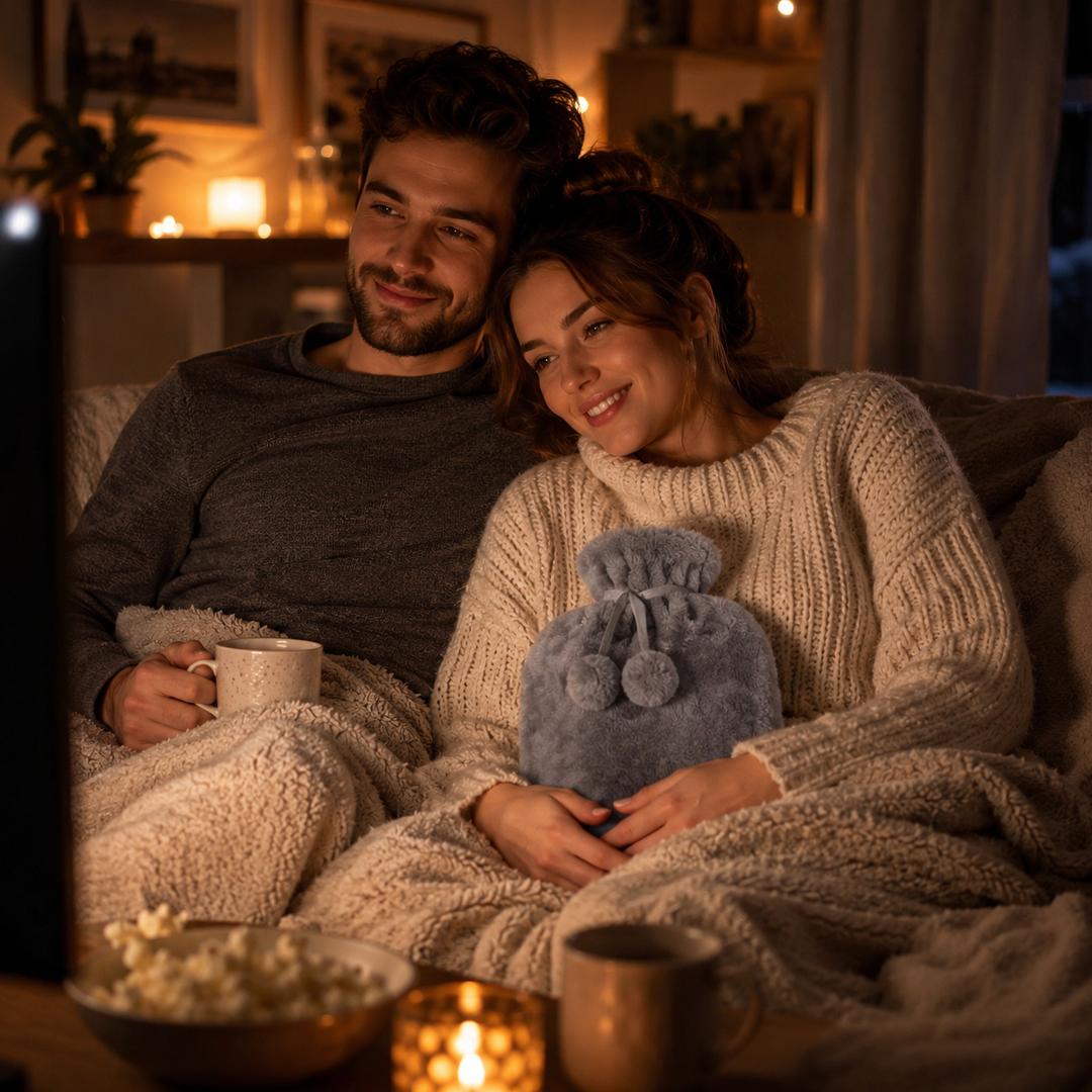 Hot water bottle with plush cover 2 liters | Kalsten