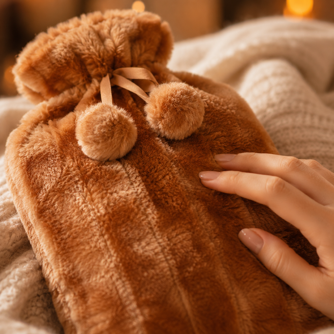 Hot water bottle with plush cover 2 liters | Kalsten