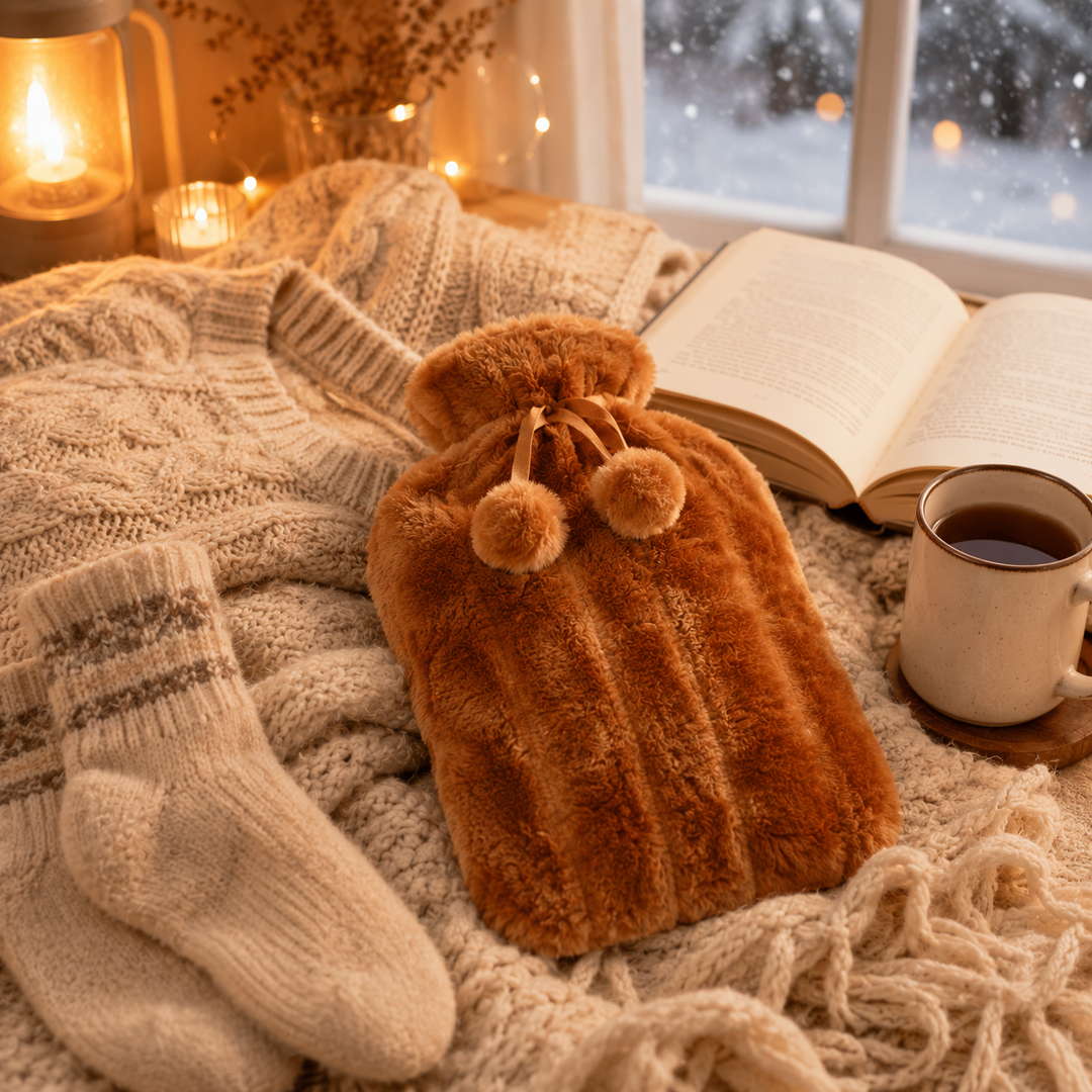 Hot water bottle with plush cover 2 liters | Kalsten