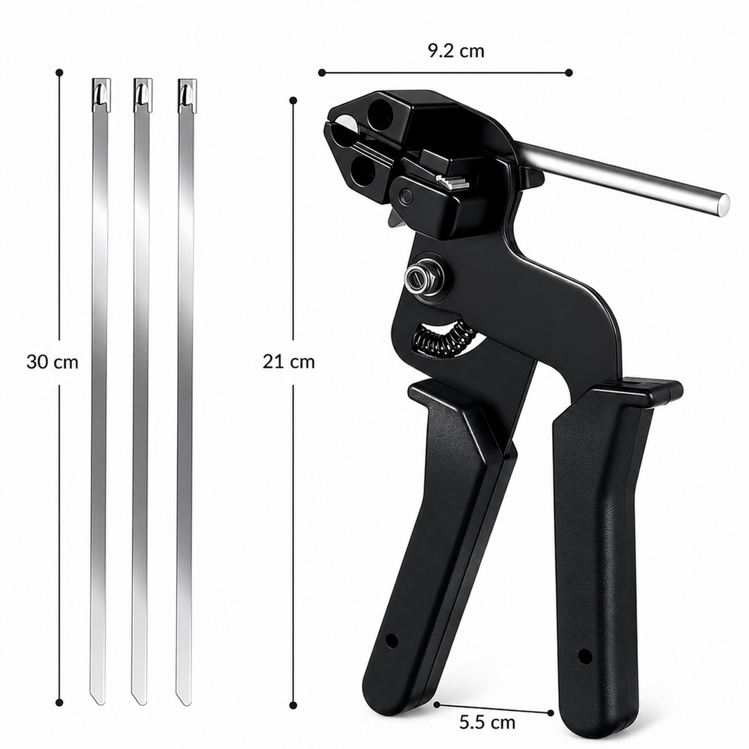 Stainless steel cable tie gun with 100 cable ties | Kalsten