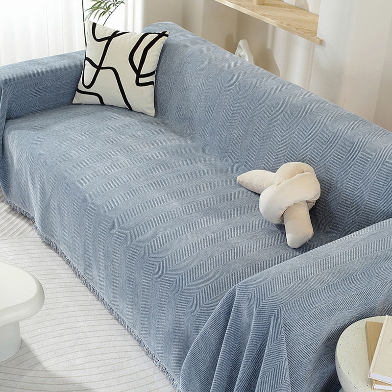 Kalsten | Chenille Blanket Herringbone Tassel Sofa Cover