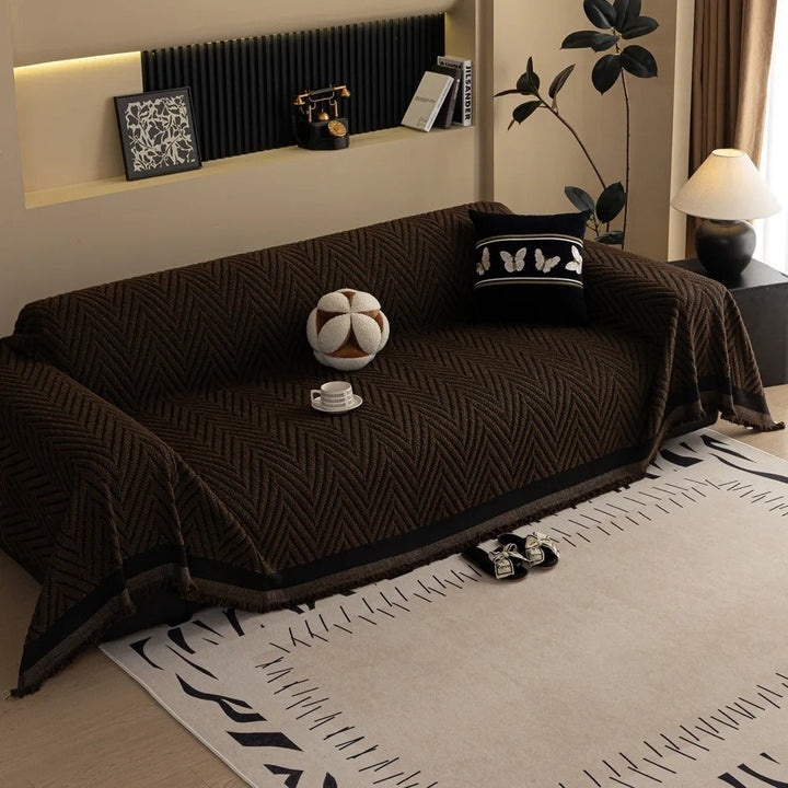 Chevron Herringbone Fringe Sofa Throw
