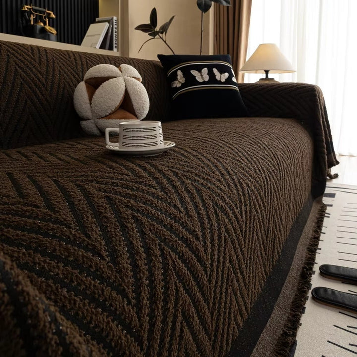 Chevron Herringbone Fringe Sofa Throw