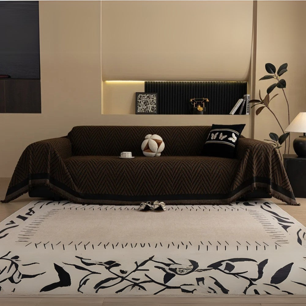 Chevron Herringbone Fringe Sofa Throw