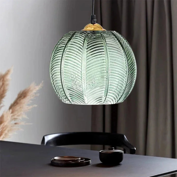 Pendant Light Glass 12 in Boho Tropical Palm Leaf Living Room Kitchen Bedroom Hanging Lamp | Kalsten