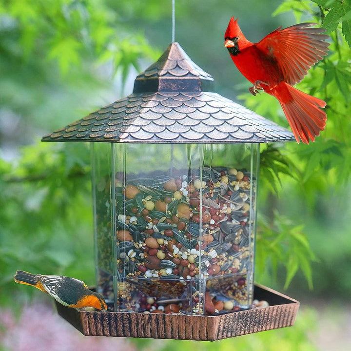 Kalsten | Bird Feeder Hanging Copper Roof Outdoor