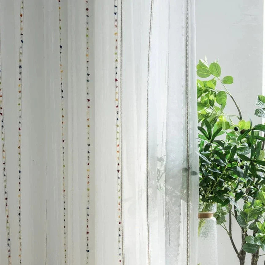 Colorful stereoscopic embroidered transparent curtain | Kalsten