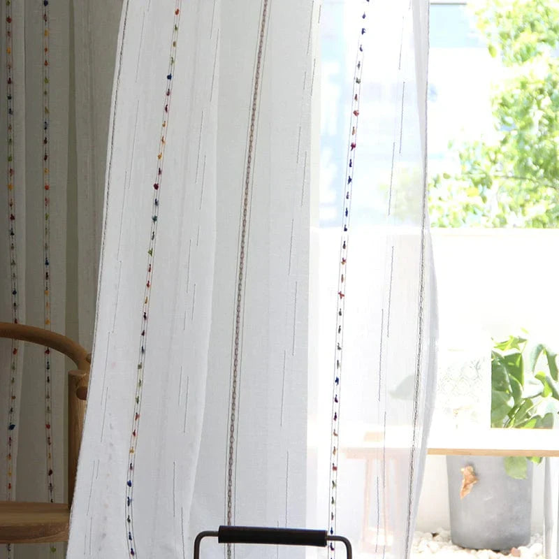 Colorful stereoscopic embroidered transparent curtain | Kalsten