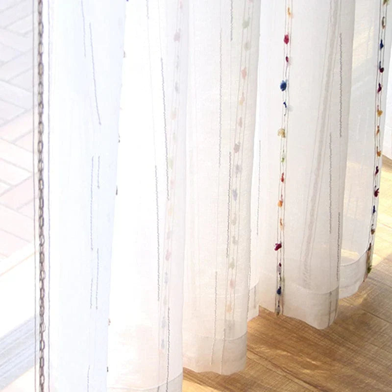 Colorful stereoscopic embroidered transparent curtain | Kalsten
