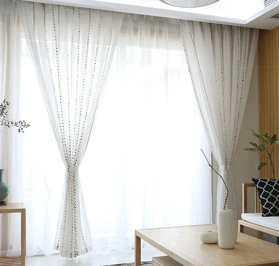 Colorful stereoscopic embroidered transparent curtain | Kalsten