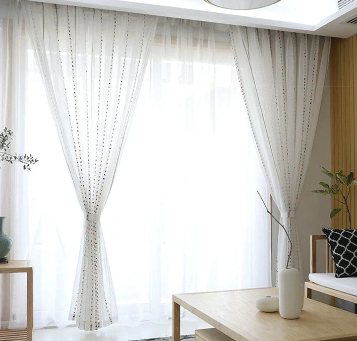 Colorful stereoscopic embroidered transparent curtain | Kalsten