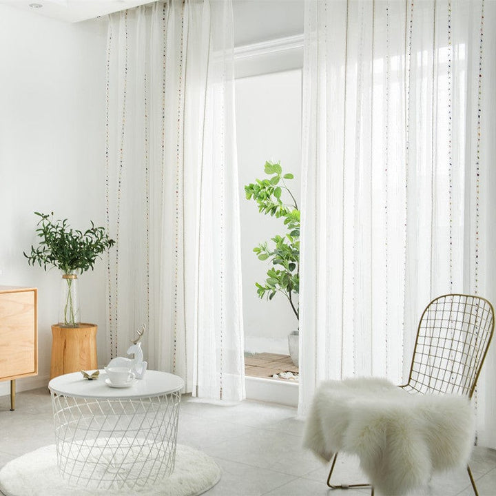 Colorful stereoscopic embroidered transparent curtain | Kalsten