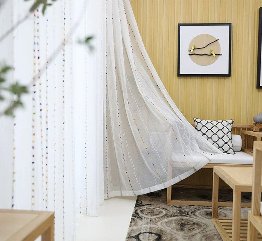 Colorful stereoscopic embroidered transparent curtain | Kalsten