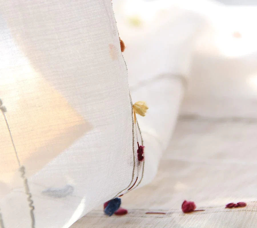 Colorful stereoscopic embroidered transparent curtain | Kalsten