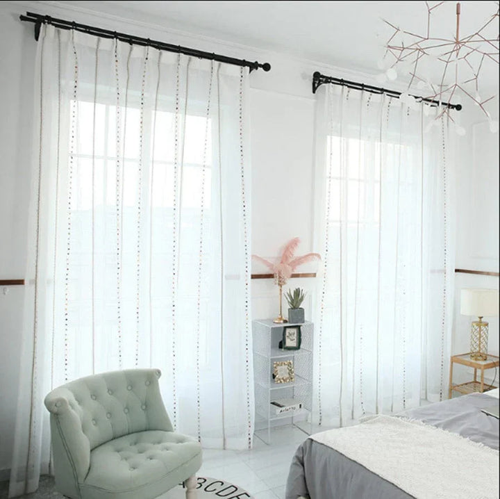 Colorful stereoscopic embroidered transparent curtain | Kalsten